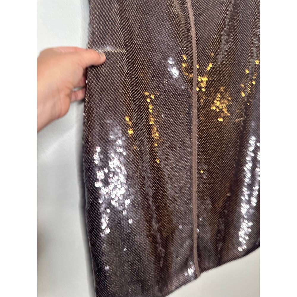 A.L.C. Brown Sequin Adjustable Strap Square Neck Sleeveless Dani Mini Dress sz S - Picture 10 of 16